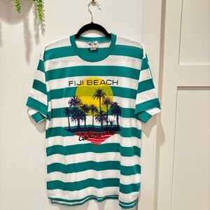 VIntage 70's 80's New Connections Fiji Beach Bold Strip T-shirt Size Medium